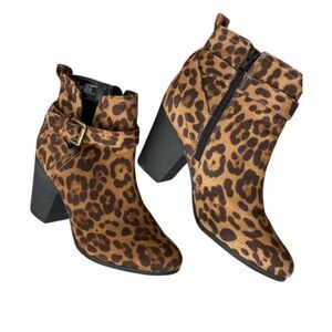 Leopard ankle boots size 7 1/2